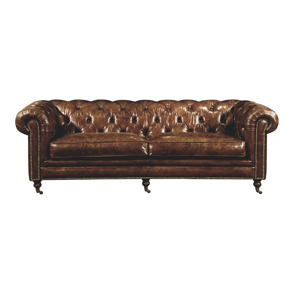 Birmingham Sofa Dark Brown Leather. Picture 1