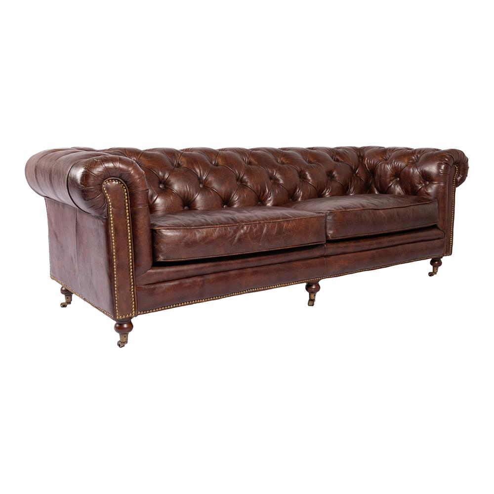 Birmingham Sofa Dark Brown Leather. Picture 2