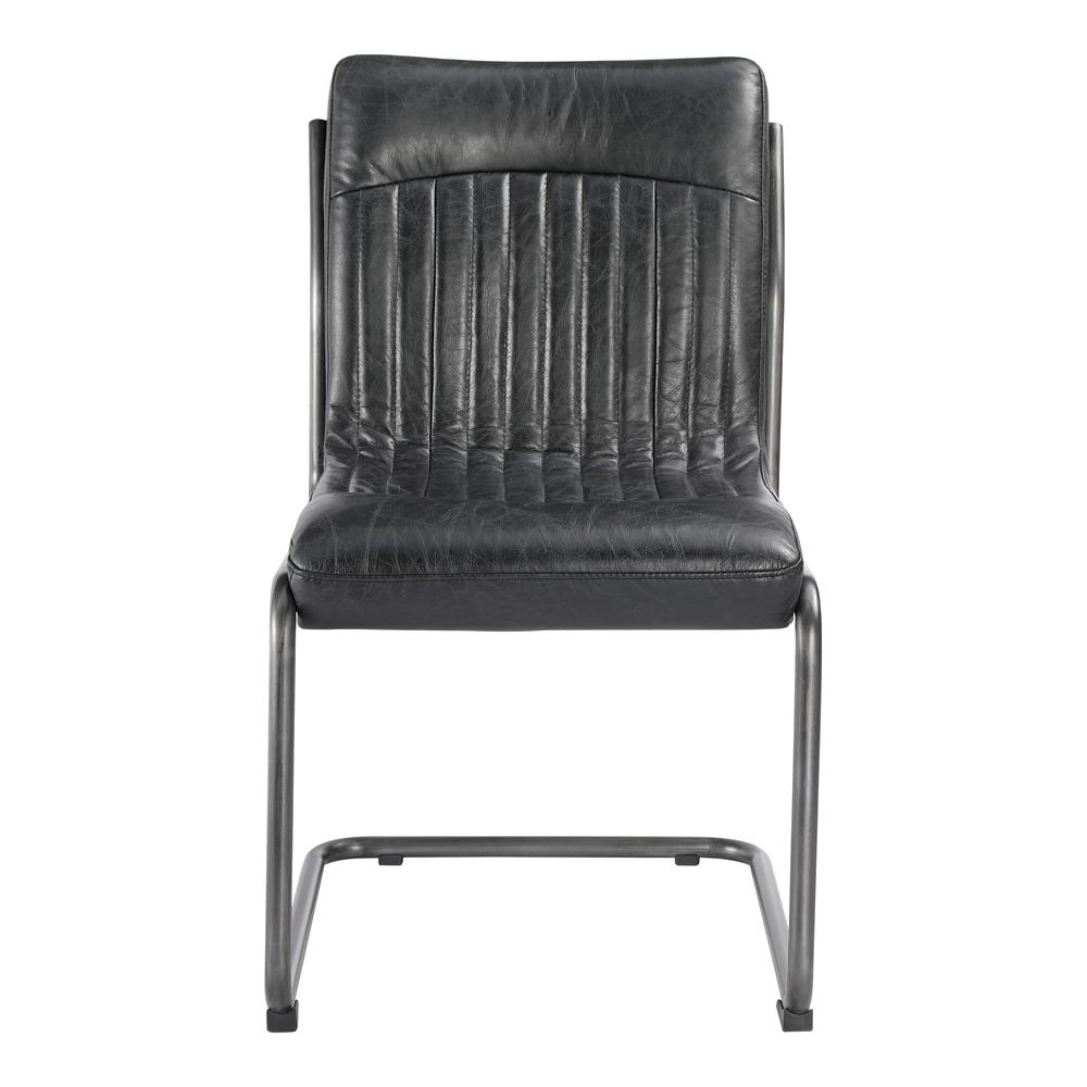Ansel Dining Chair Onyx Black Leather-Set Of Two. Picture 4