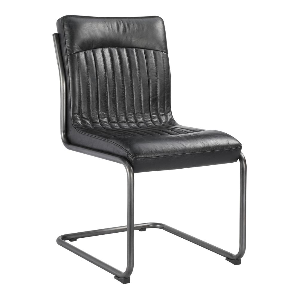 Ansel Dining Chair Onyx Black Leather-Set Of Two. Picture 5