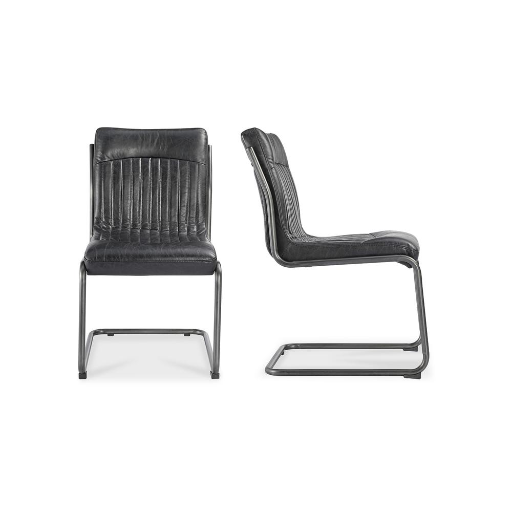 Ansel Dining Chair Onyx Black Leather-Set Of Two. Picture 1