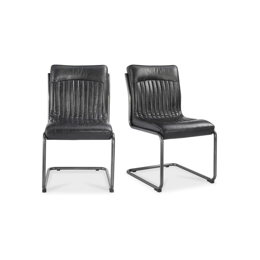 Ansel Dining Chair Onyx Black Leather-Set Of Two. Picture 2