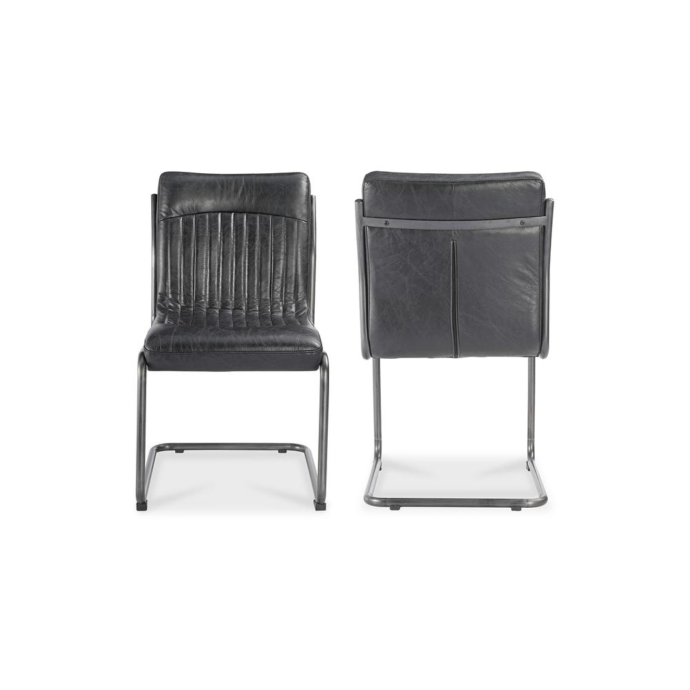 Ansel Dining Chair Onyx Black Leather-Set Of Two. Picture 3