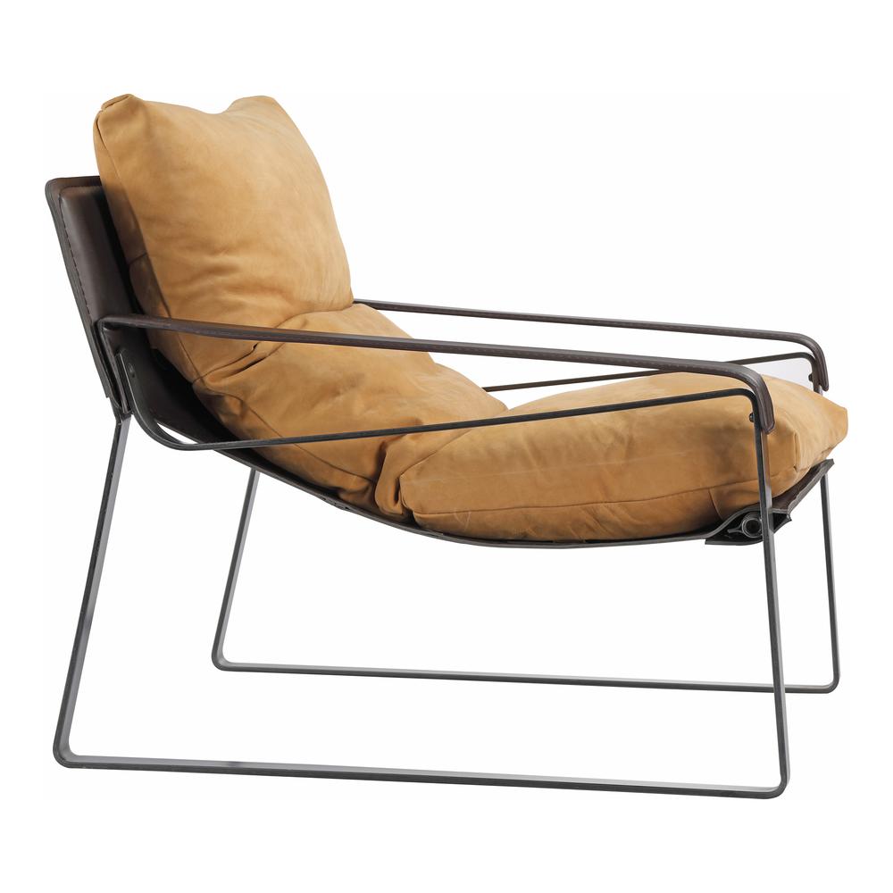 Contemporary Industrial Tan Leather Club Chair, Belen Kox. Picture 1