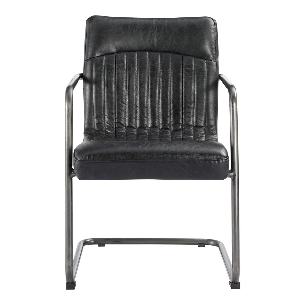 Ansel Arm Chair Onyx Black Leather -Set Of Two. Picture 4