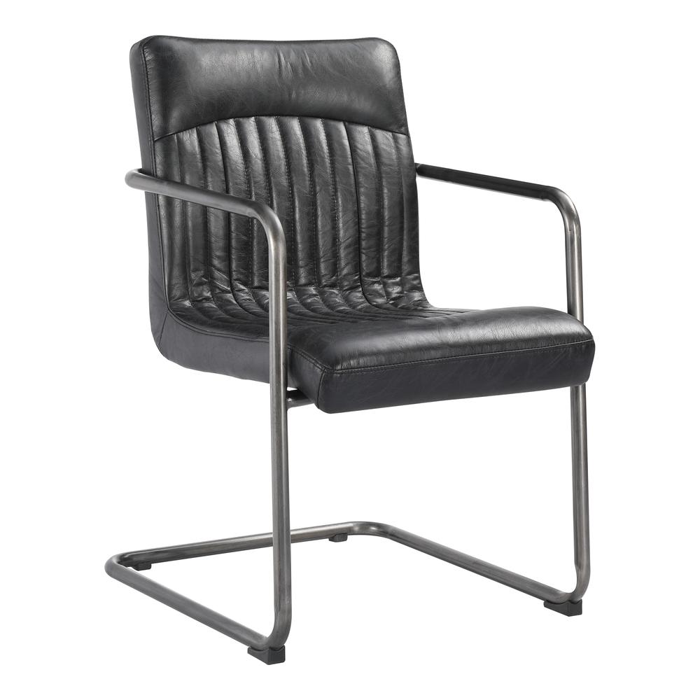 Ansel Arm Chair Onyx Black Leather -Set Of Two. Picture 5