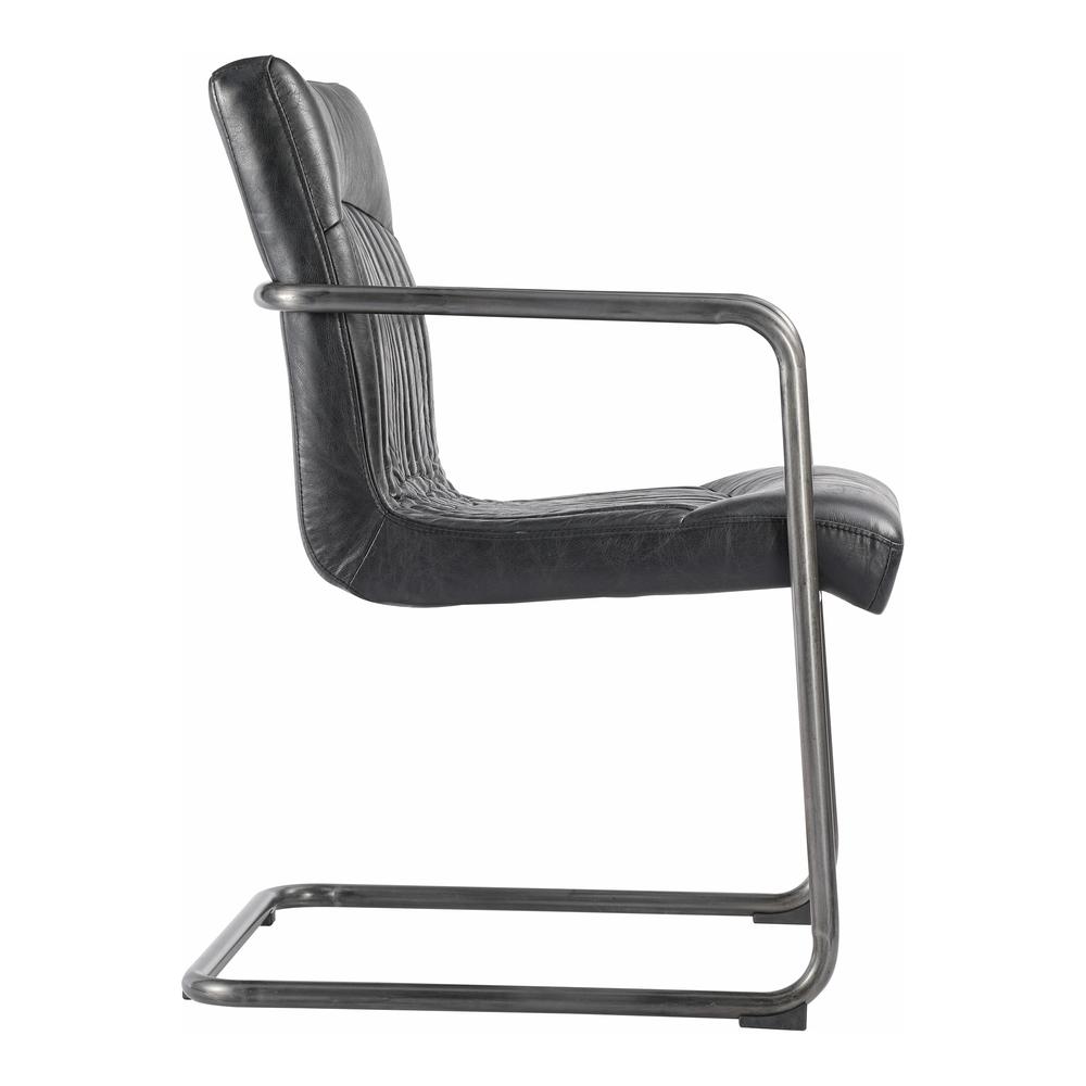 Ansel Arm Chair Onyx Black Leather -Set Of Two. Picture 6