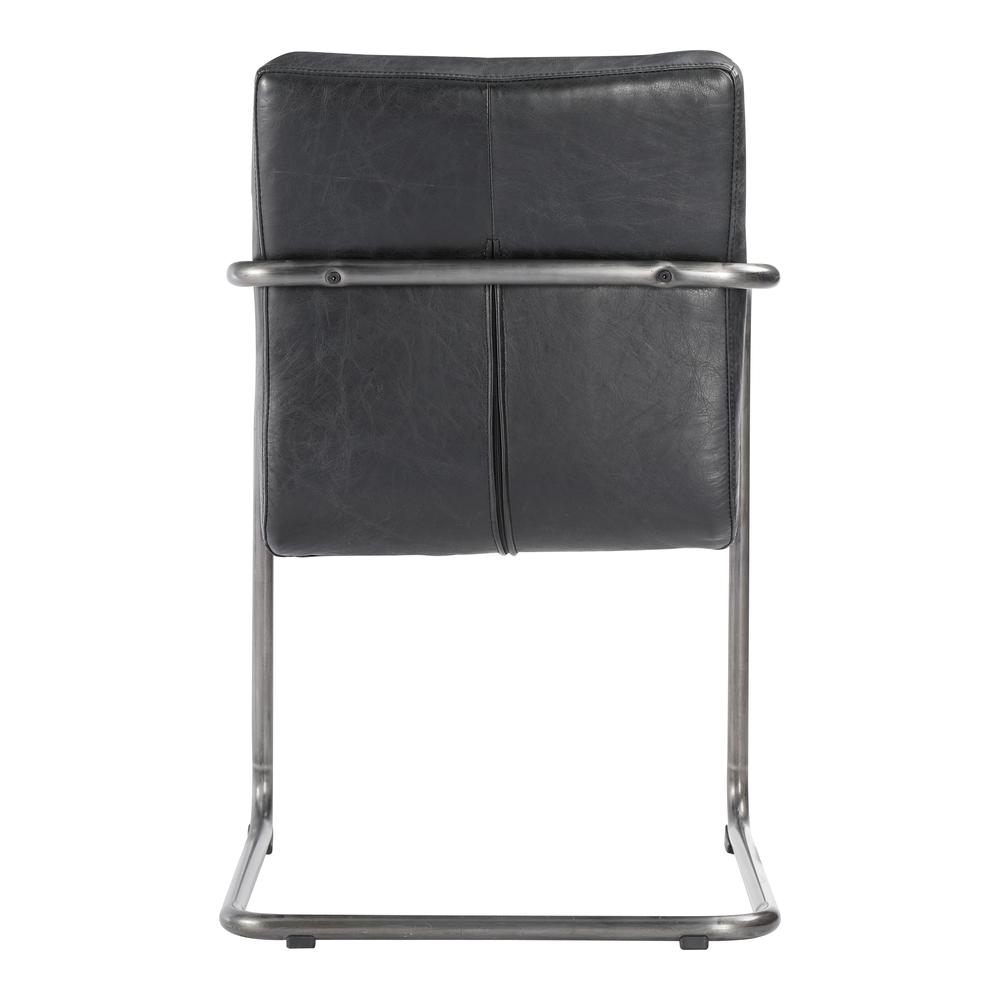 Ansel Arm Chair Onyx Black Leather -Set Of Two. Picture 7