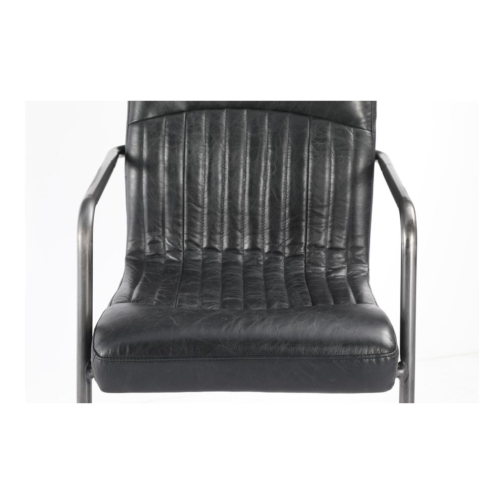 Ansel Arm Chair Onyx Black Leather -Set Of Two. Picture 9