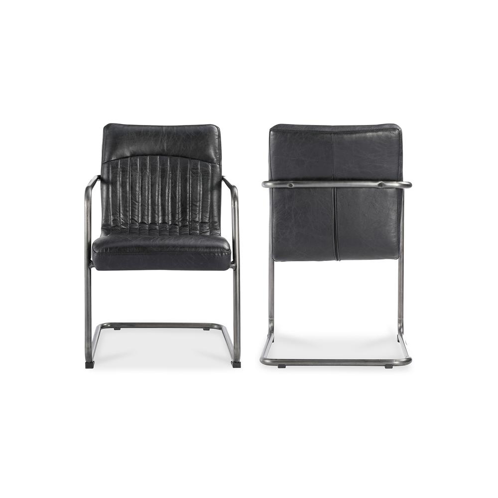 Ansel Arm Chair Onyx Black Leather -Set Of Two. Picture 3