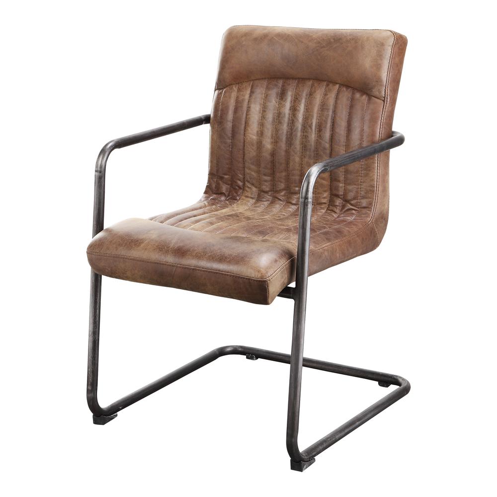 Ansel Arm Chair Grazed Brown Leather-Set Of Two. Picture 4