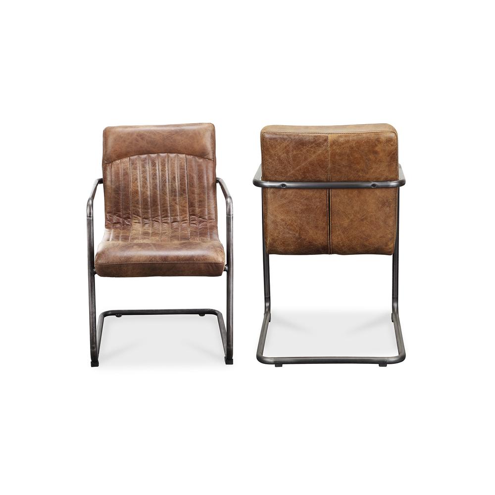 Ansel Arm Chair Grazed Brown Leather-Set Of Two. Picture 2
