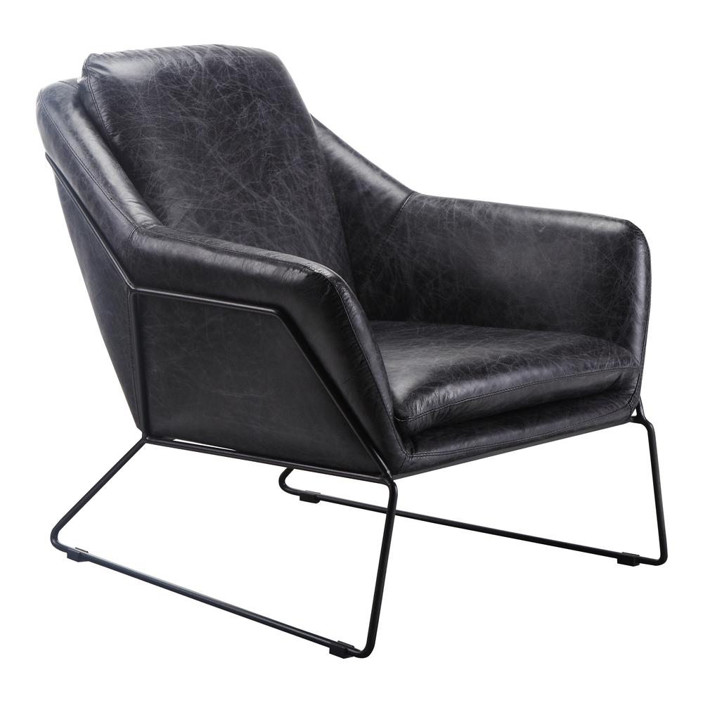 Sleek Black Leather Club Chair - Greer Collection, Belen Kox. Picture 4