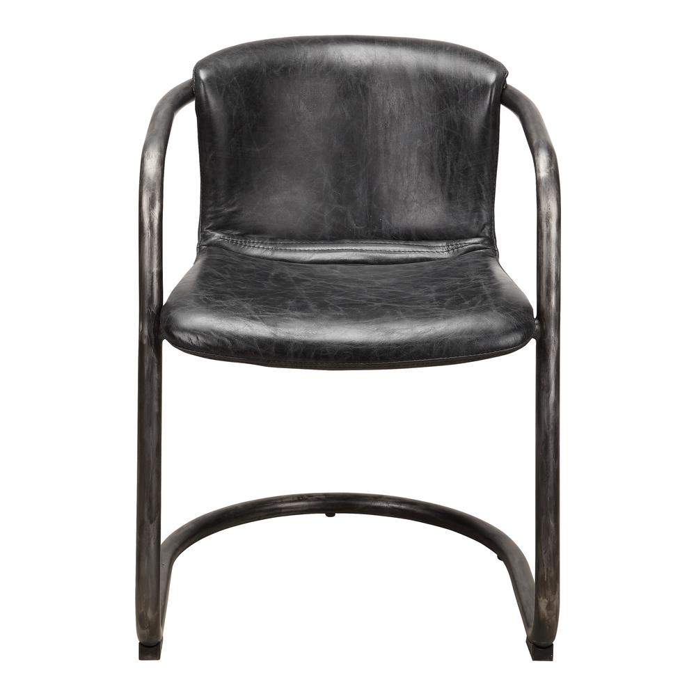 Rustic Black Leather Dining Chair - Freeman Collection (Set of 2), Belen Kox. Picture 1