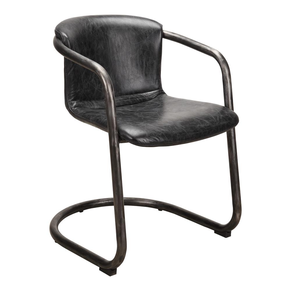 Rustic Black Leather Dining Chair - Freeman Collection (Set of 2), Belen Kox. Picture 2