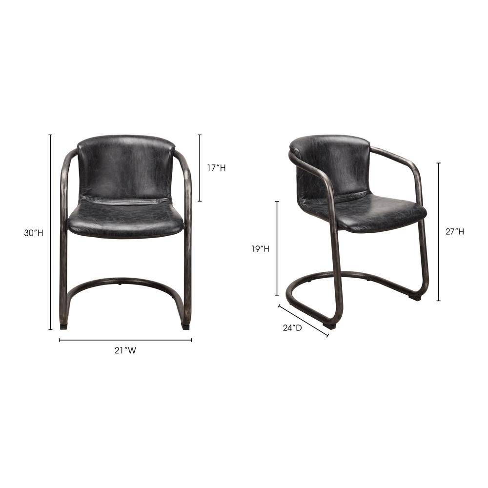 Rustic Black Leather Dining Chair - Freeman Collection (Set of 2), Belen Kox. Picture 9