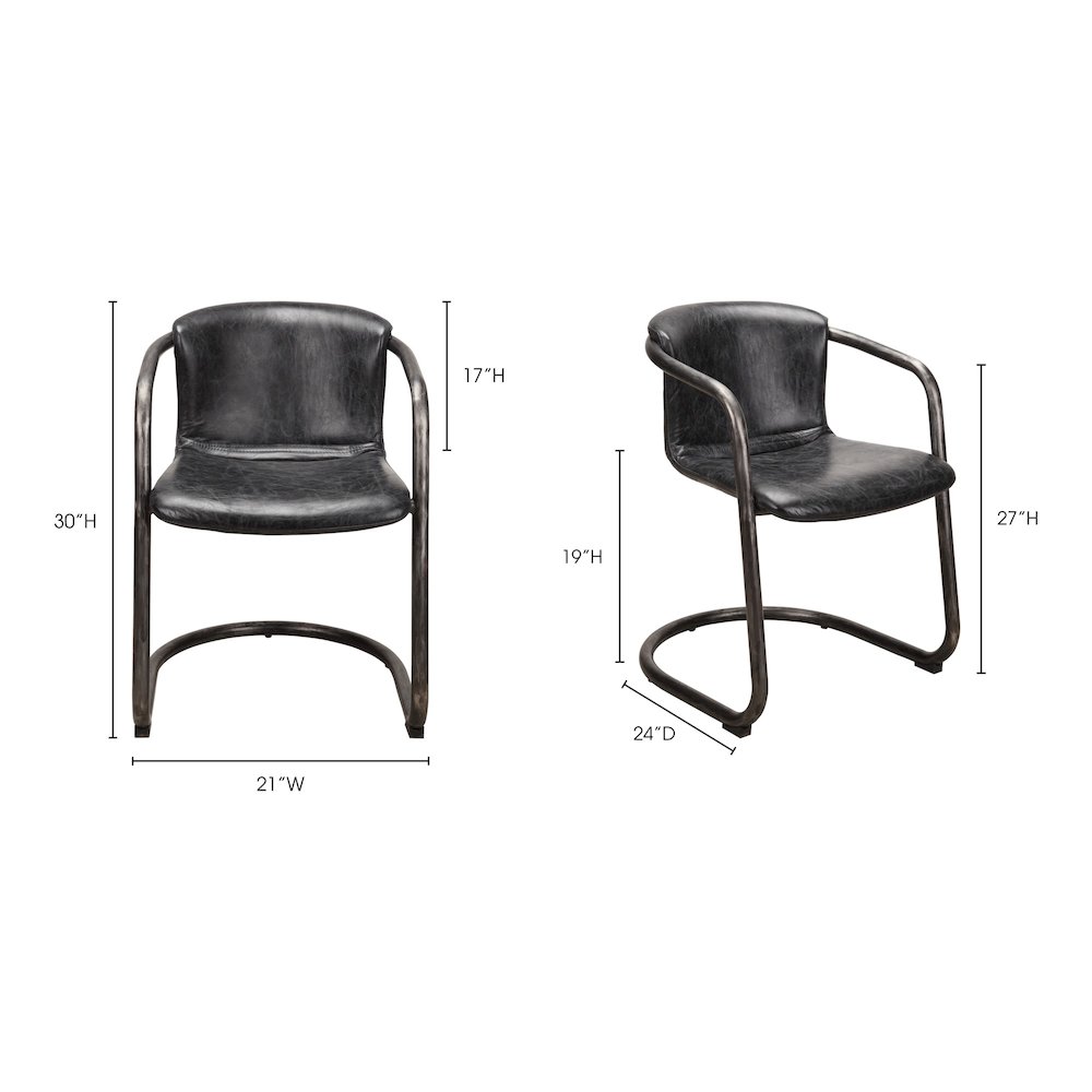 Freeman Dining Chair Onyx Black Leather -Set Of Two. Picture 9
