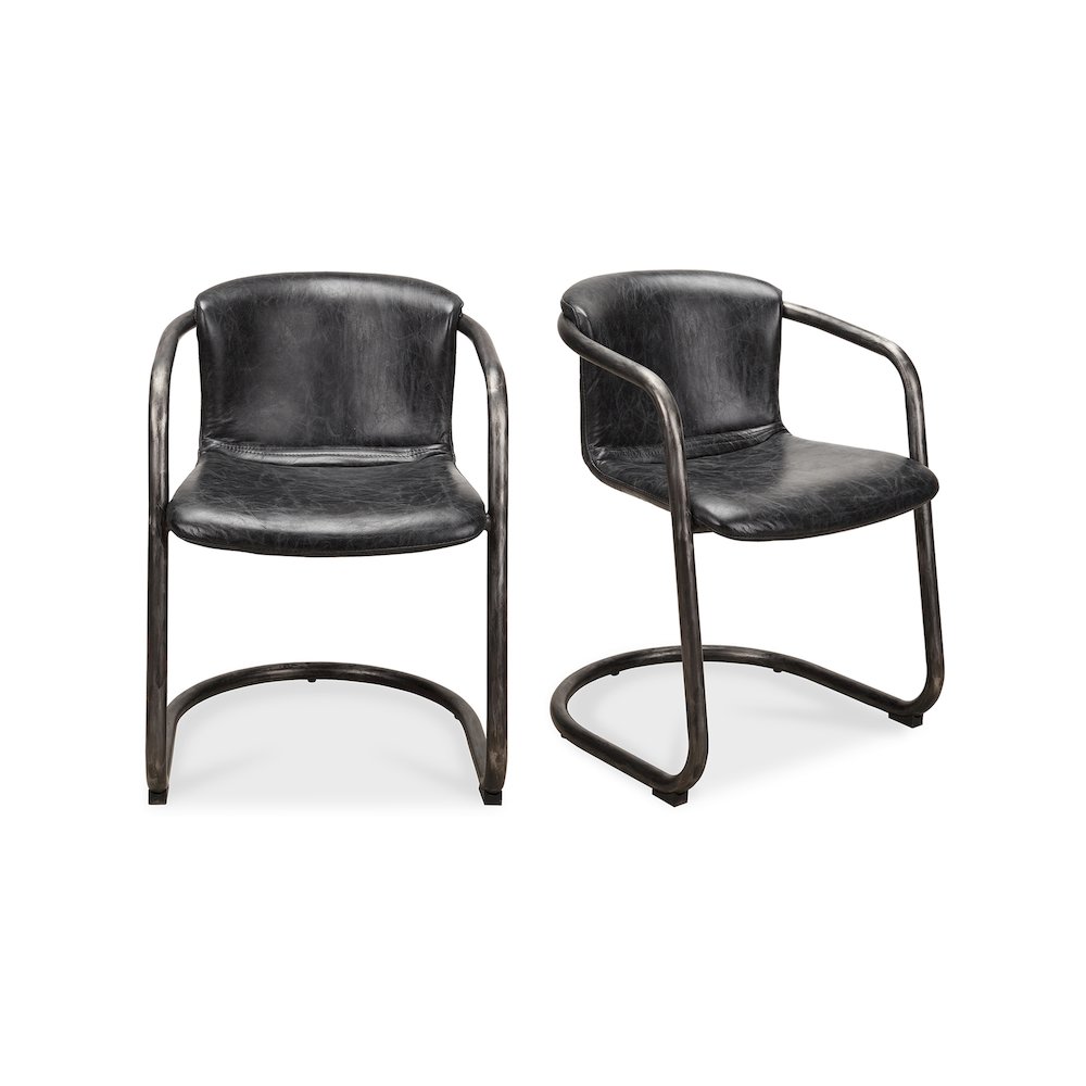 Freeman Dining Chair Onyx Black Leather -Set Of Two. Picture 1