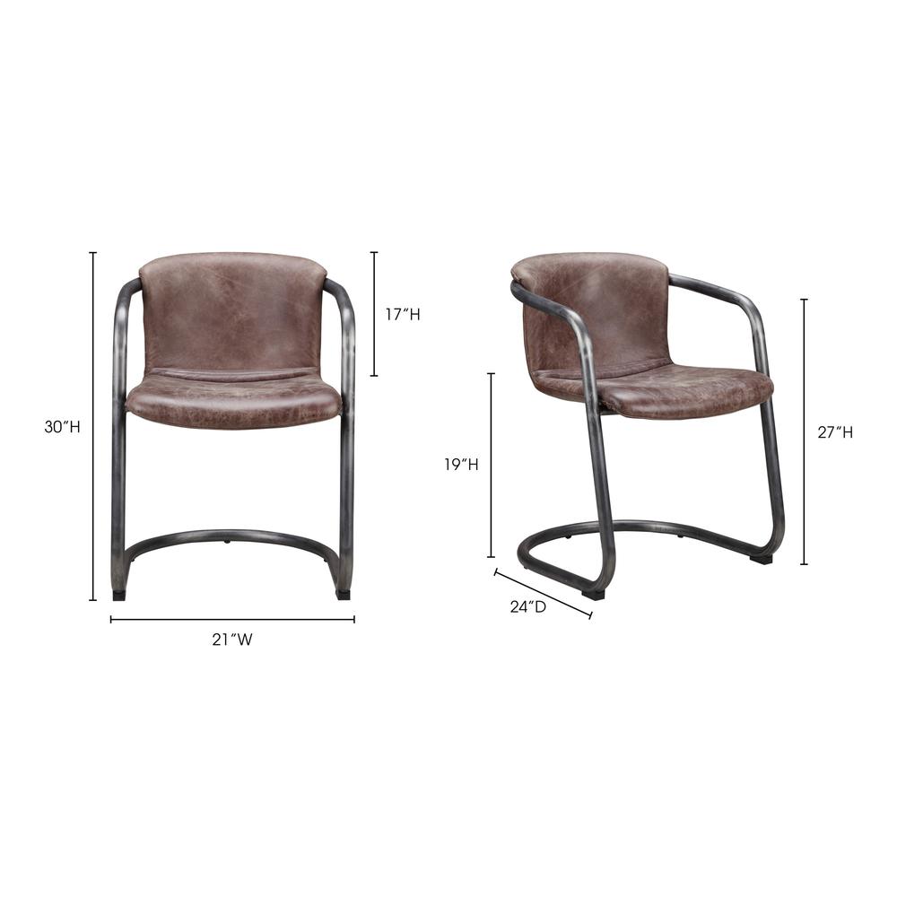 Freeman Dining Chair Grazed Brown Leather-Set Of Two. Picture 6