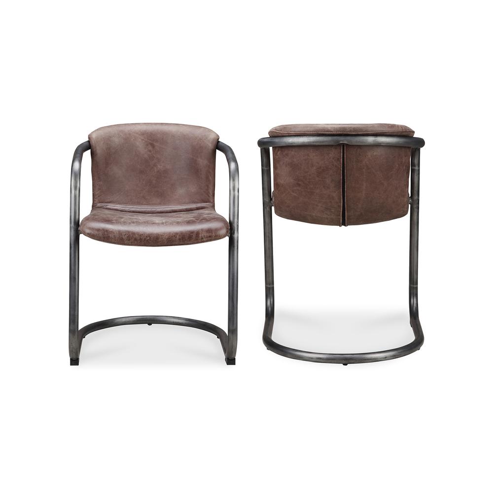 Freeman Dining Chair Grazed Brown Leather-Set Of Two. Picture 2