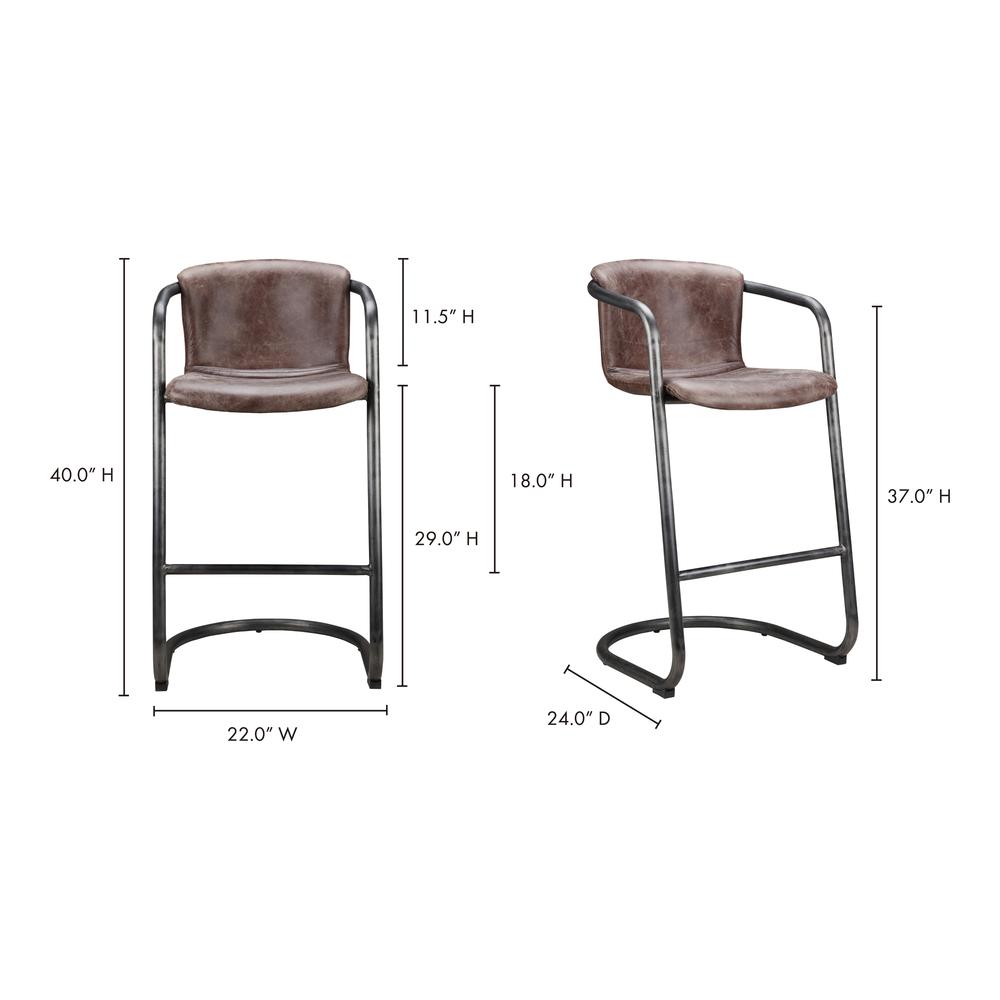 Freeman Barstool Grazed Brown Leather-Set Of Two. Picture 6