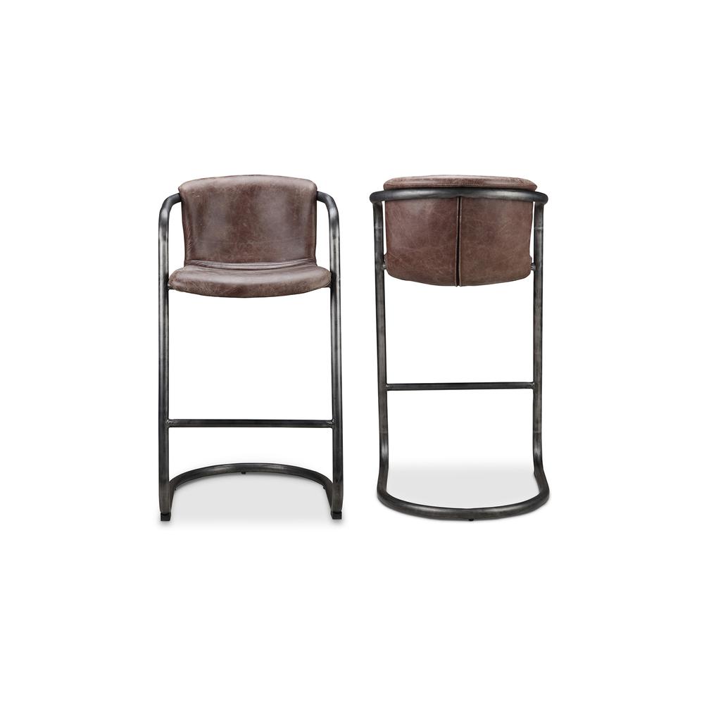 Freeman Barstool Grazed Brown Leather-Set Of Two. Picture 2