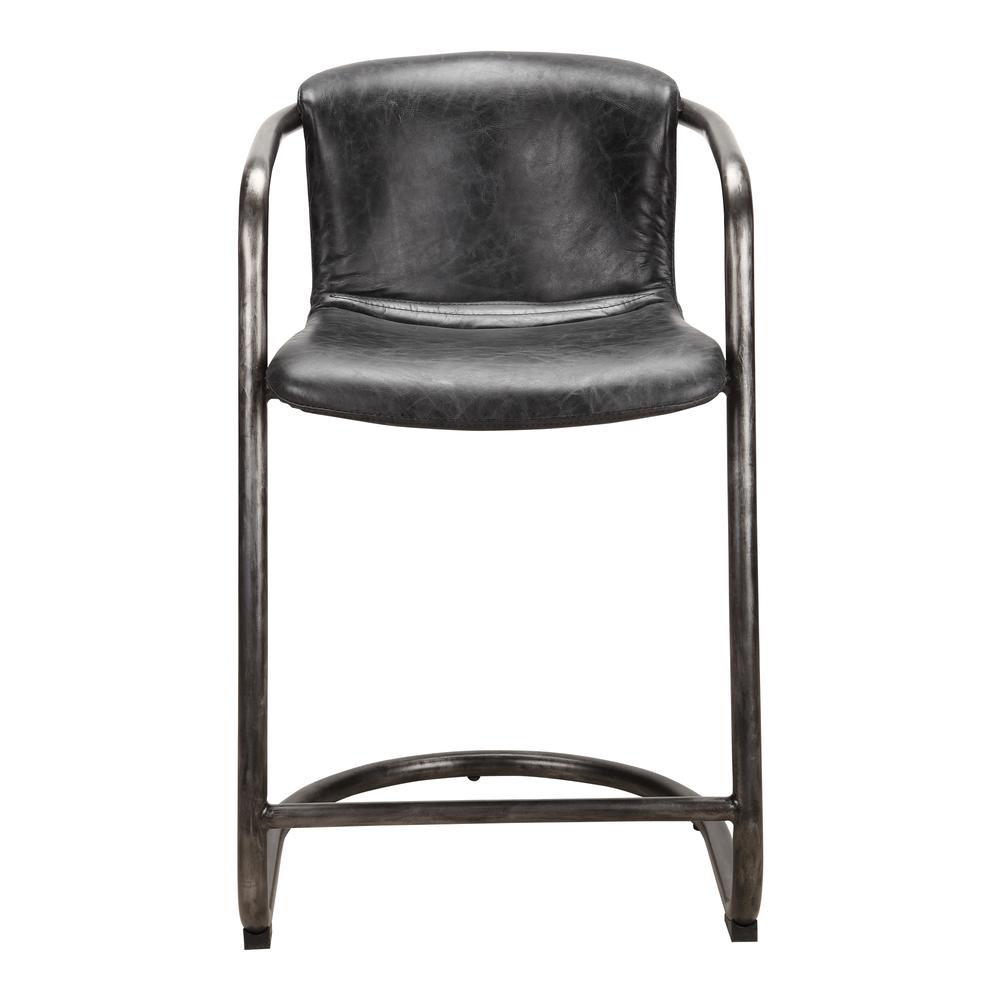 Freeman Counter Stool Onyx Black Leather -Set Of Two. Picture 3