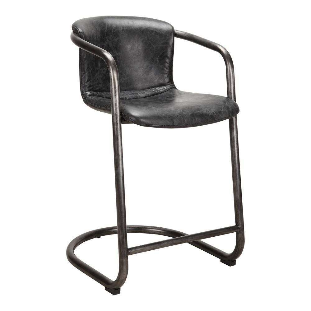 Freeman Counter Stool Onyx Black Leather -Set Of Two. Picture 4