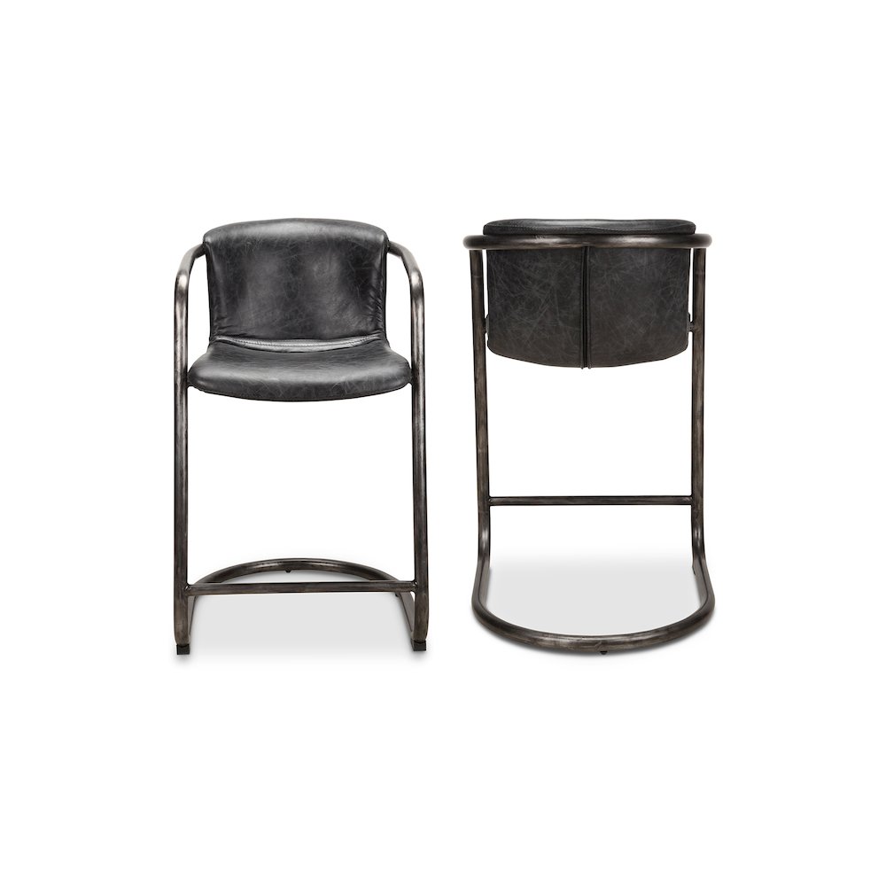 Freeman Counter Stool Onyx Black Leather -Set Of Two. Picture 2