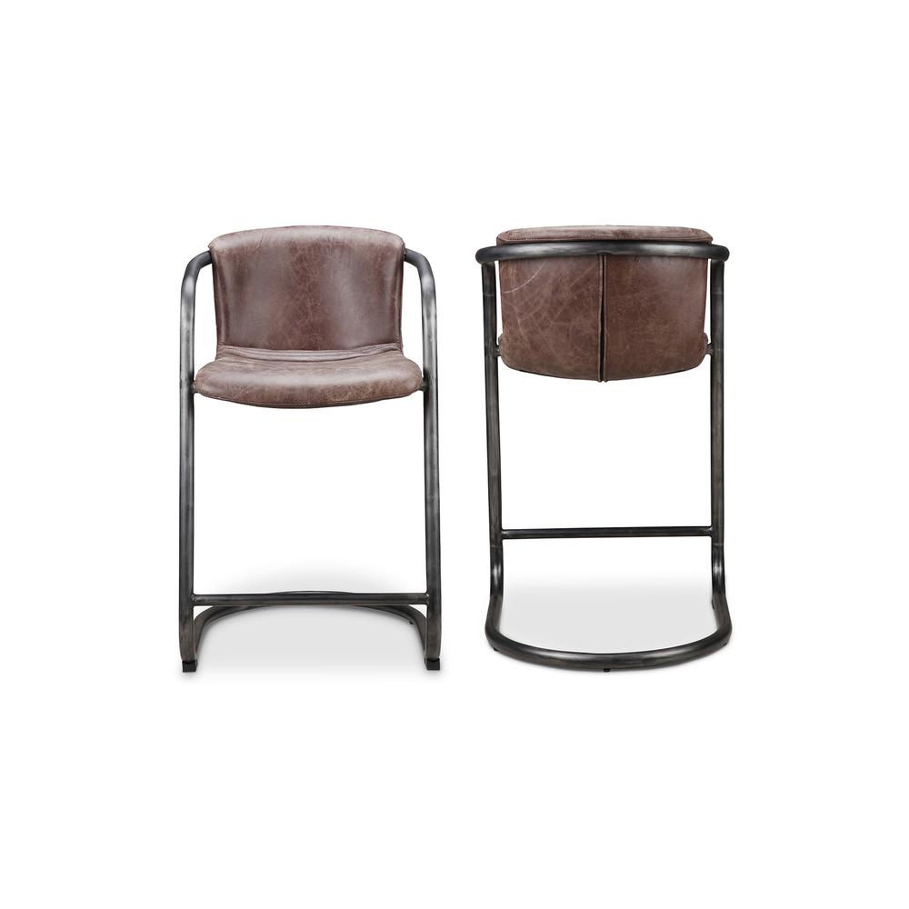 Freeman Counter Stool Grazed Brown Leather-Set Of Two. Picture 2