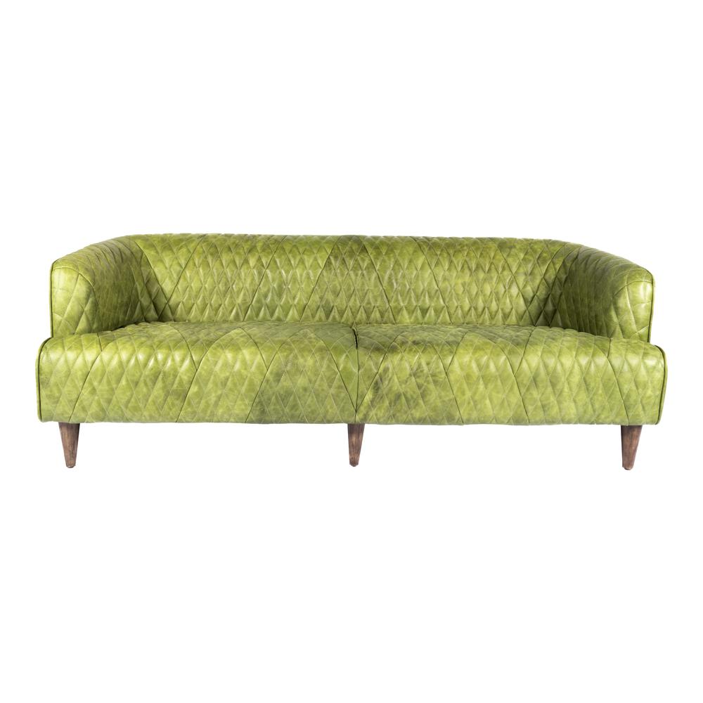 Magdelan Tufted Leather Sofa Emerald. Picture 2