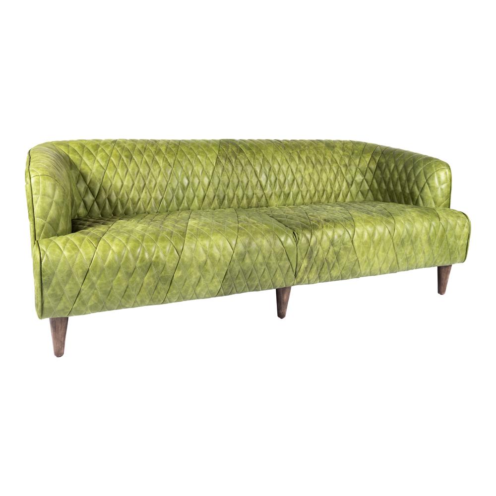 Magdelan Tufted Leather Sofa Emerald. Picture 1