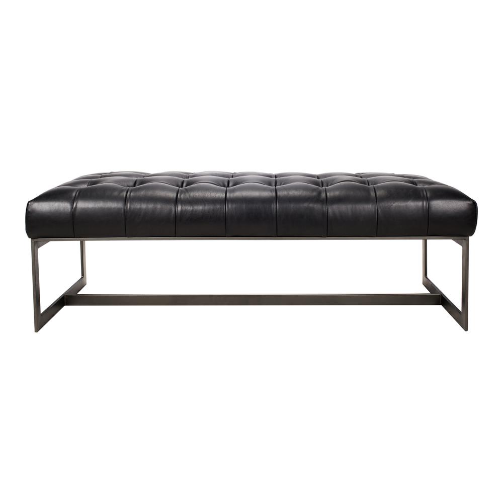 Wyatt Leather Bench Black. Picture 1