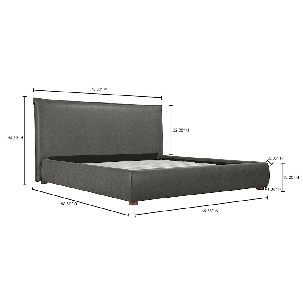 Luzon Queen Bed Slate Vegan Leather. Picture 14