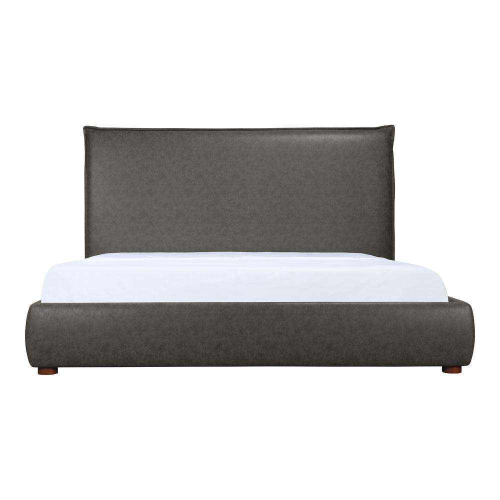 Luzon Queen Bed Tall Headboard Slate Vegan Leather. Picture 6