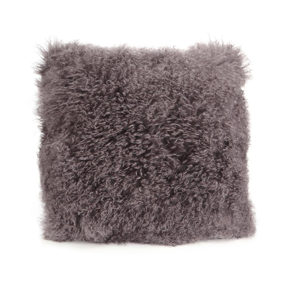 Lamb Fur Pillow Large Grey. Picture 1