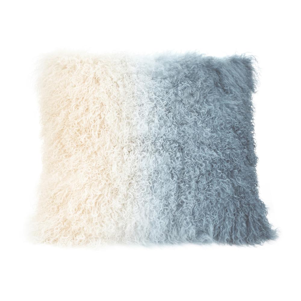 Lamb Fur Pillow Light Deep Blue Spectrum. Picture 1