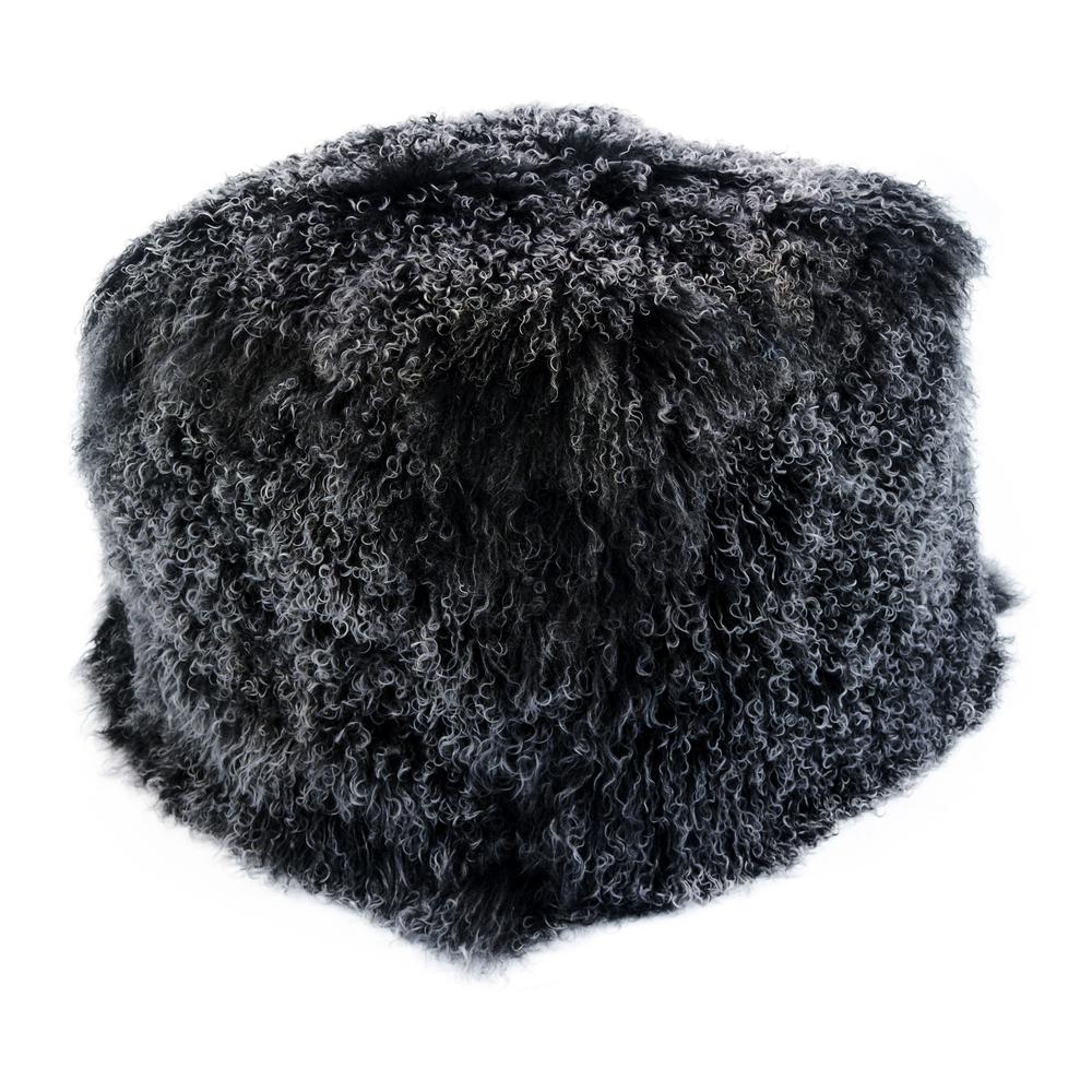 Luxe Black Snow Lamb Fur Pouf - Glam Collection, Belen Kox. Picture 4