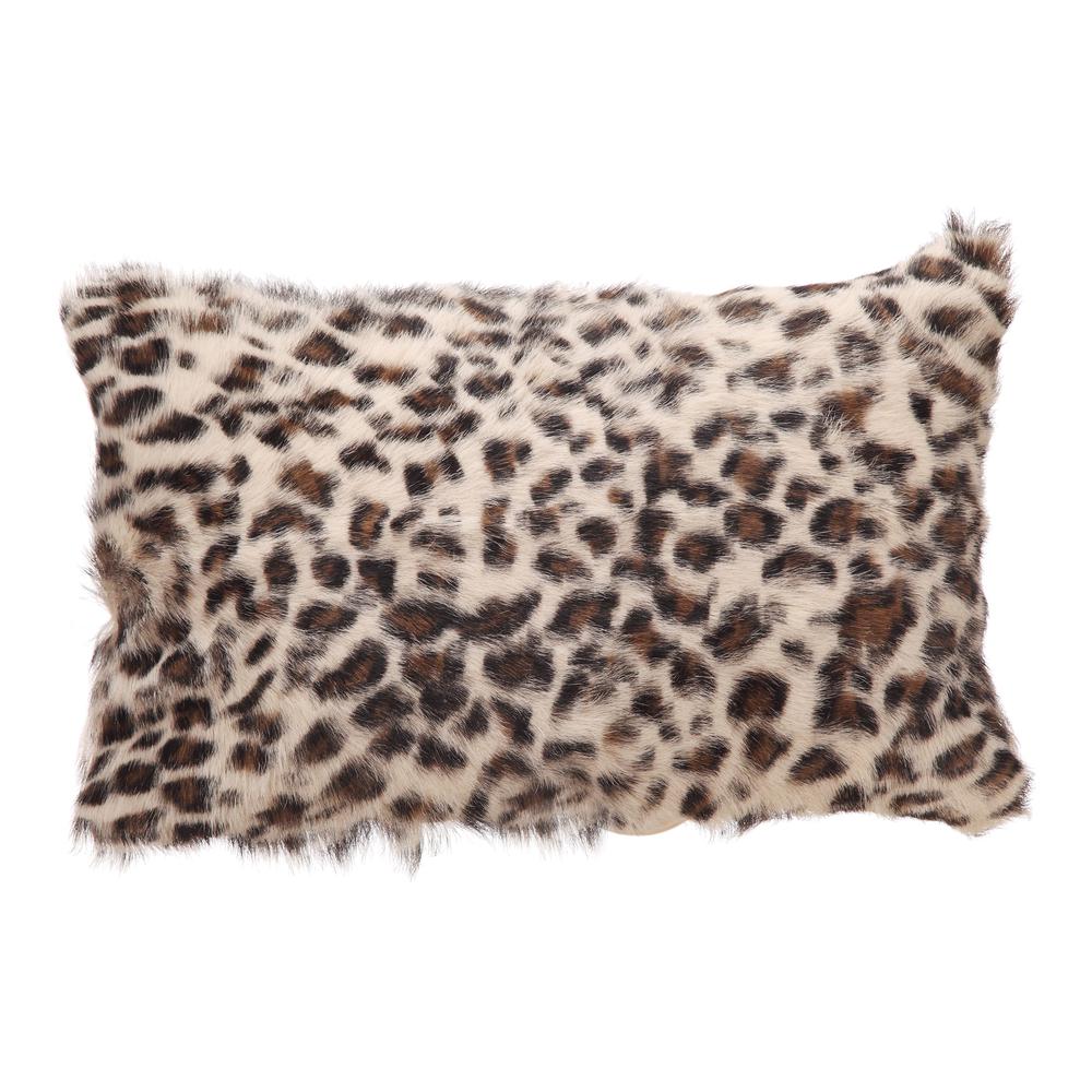 Goat Fur Bolster Spotted Brown Leopard. Picture 1