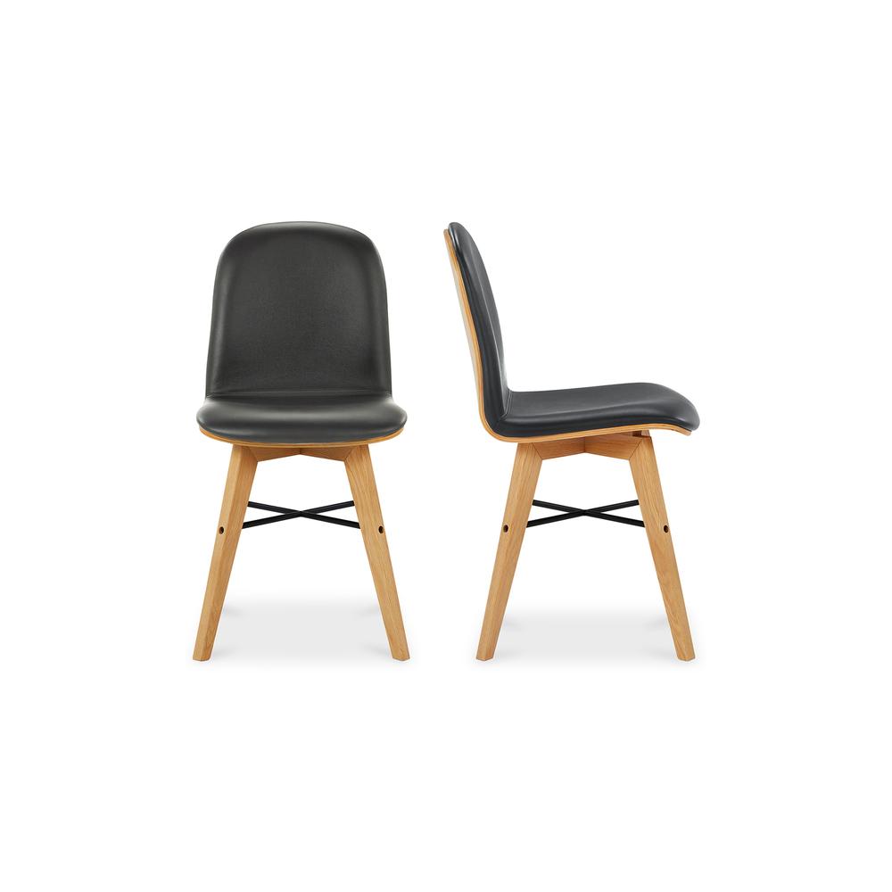 Napoli Leather Dining Chair Black-Set Of Two. Picture 1