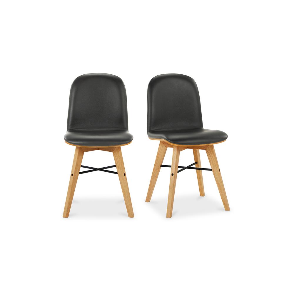 Napoli Leather Dining Chair Black-Set Of Two. Picture 2