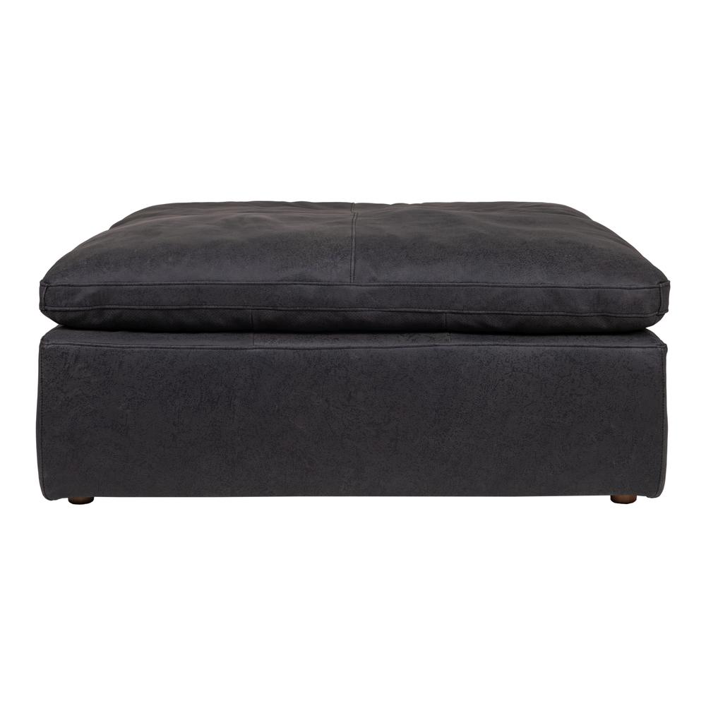 CLAY OTTOMAN NUBUCK LEATHER BLACK. Picture 1