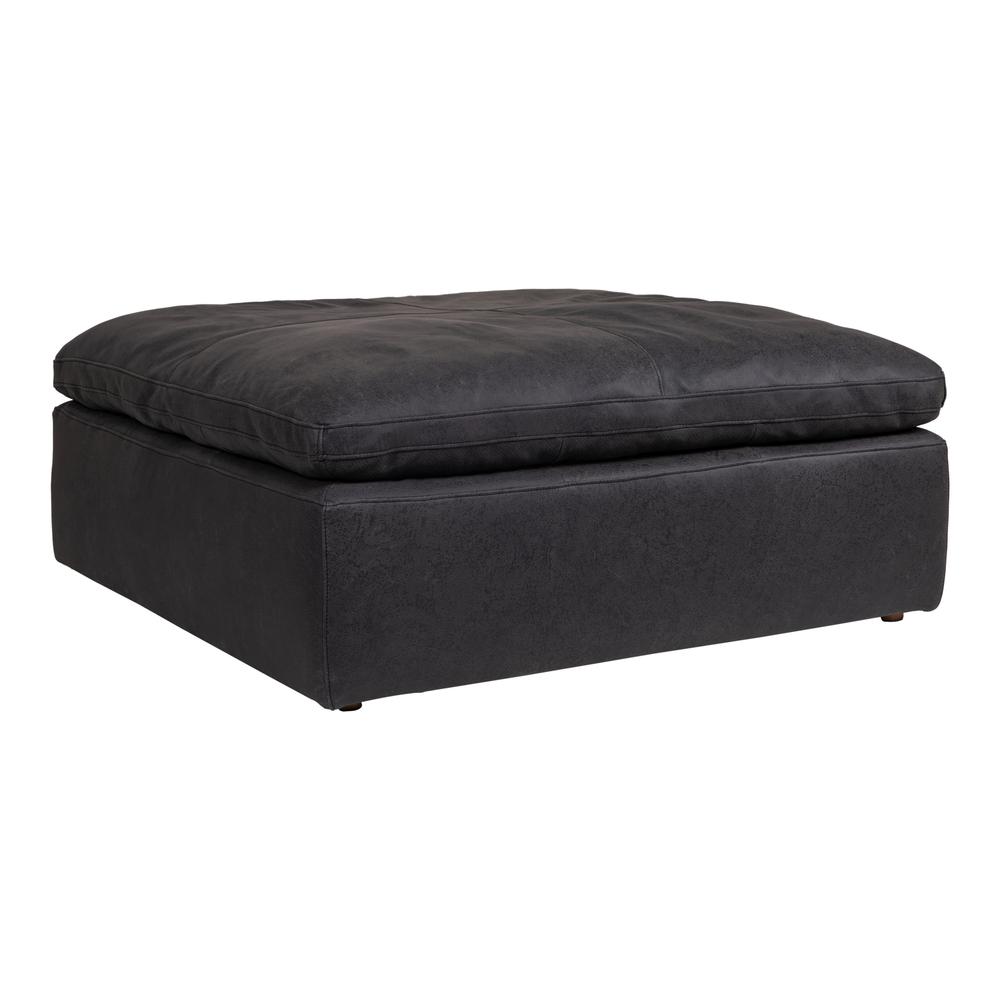 CLAY OTTOMAN NUBUCK LEATHER BLACK. Picture 2