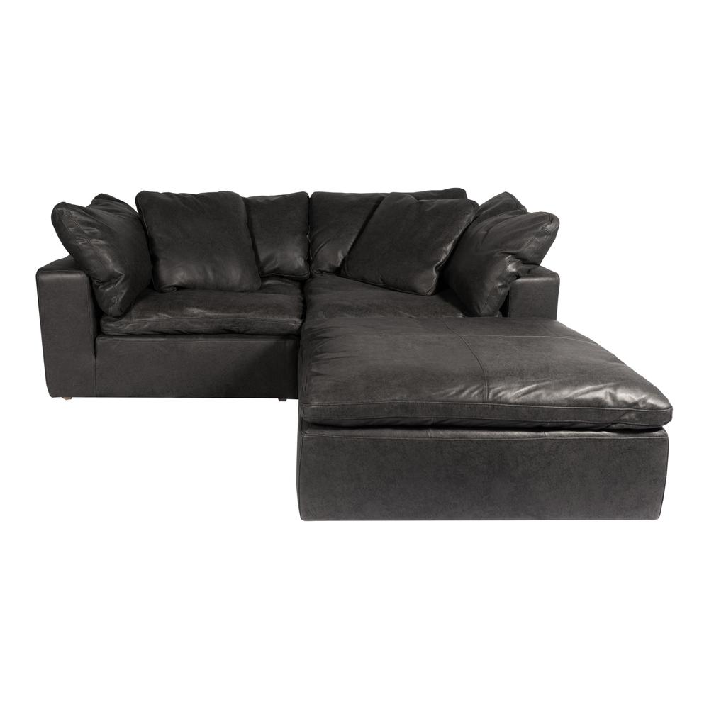 CLAY NOOK MODULAR SECTIONAL NUBUCK LEATHER BLACK. Picture 1