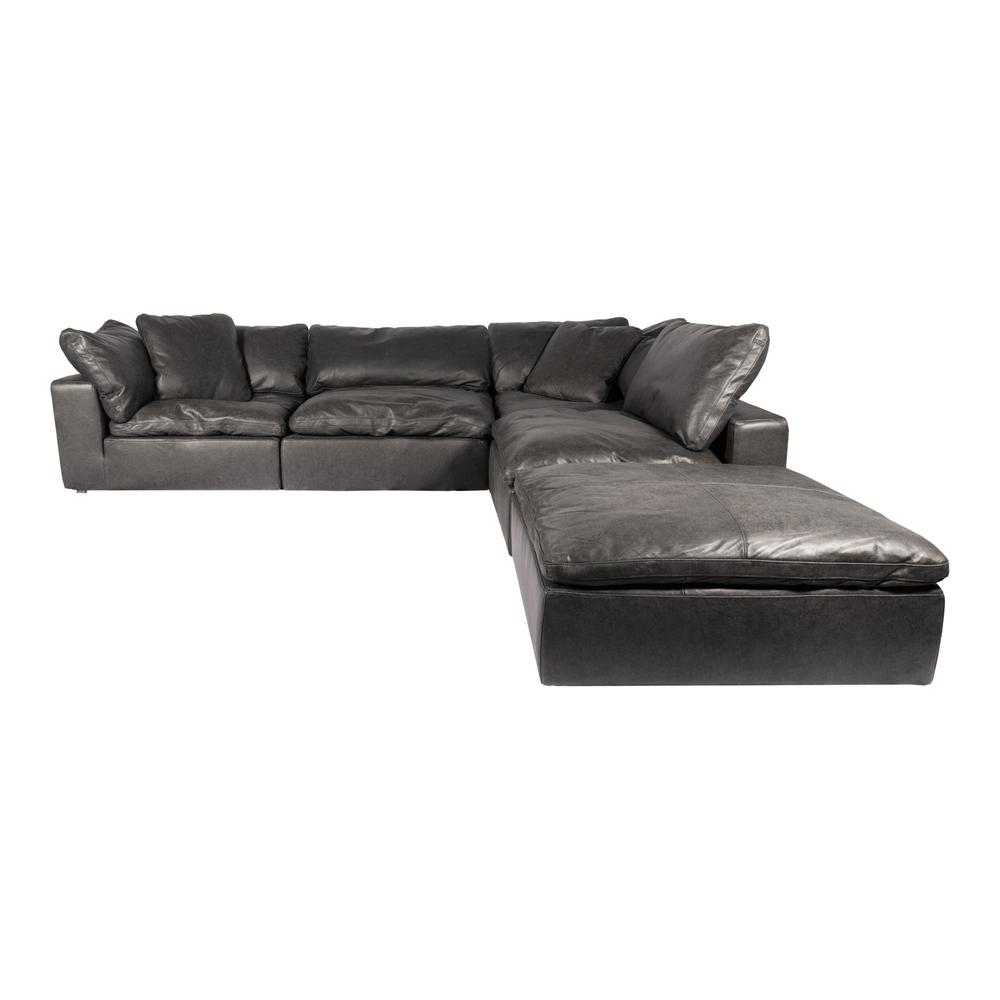 CLAY DREAM MODULAR SECTIONAL NUBUCK LEATHER BLACK. The main picture.