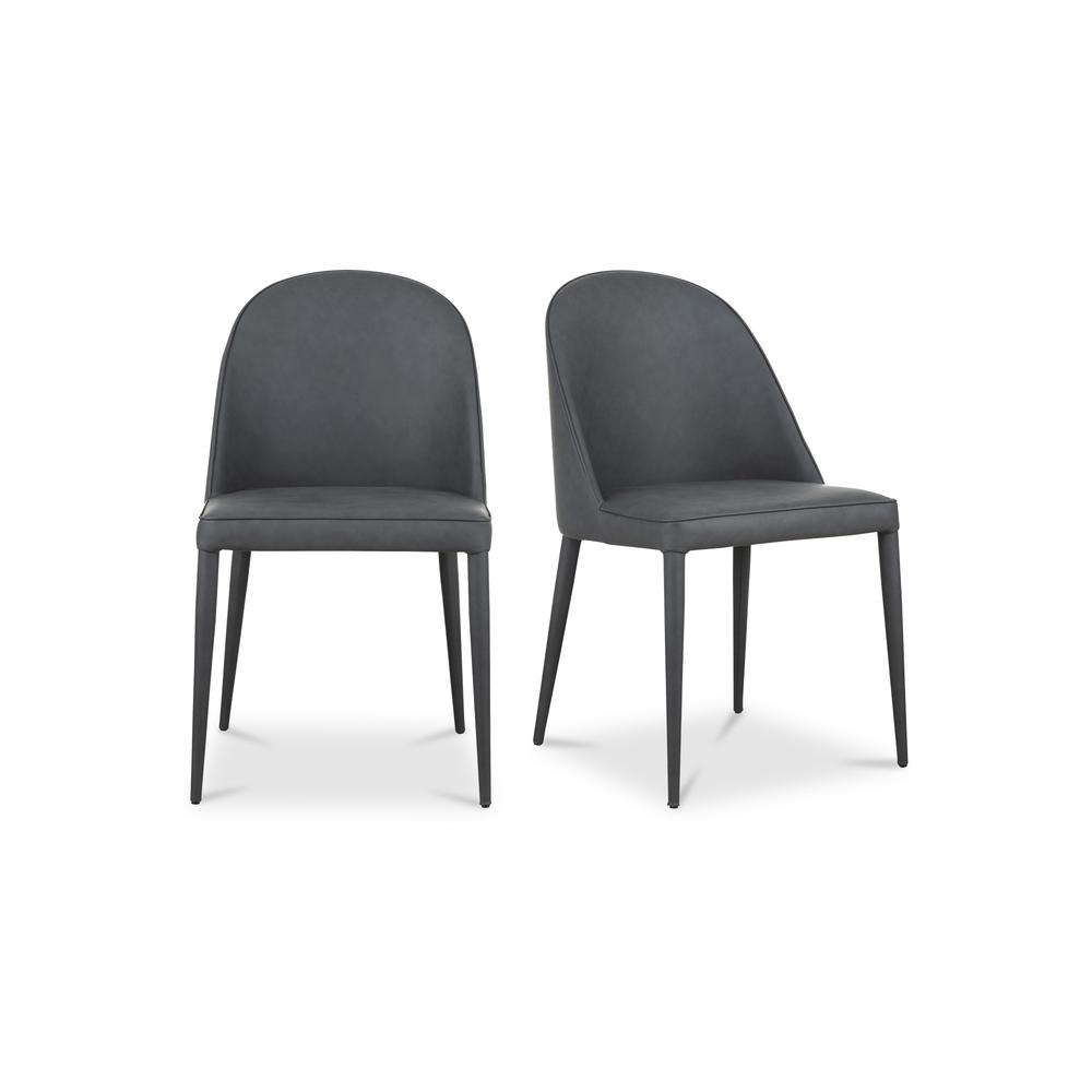 Burton Dining Chair Black Fade Vegan Leather-Set Of Two. Picture 1