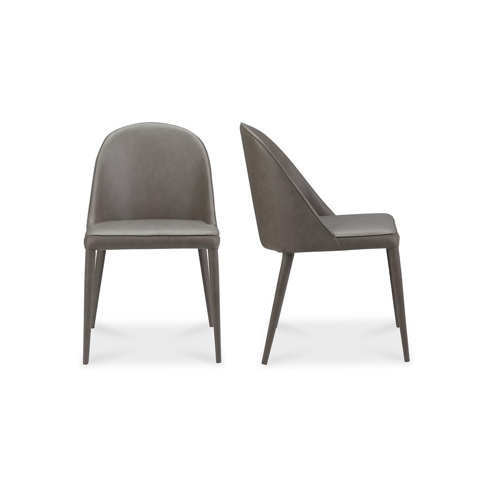 Burton Dining Chair Grey Vegan Leather-Set Of Two. Picture 1
