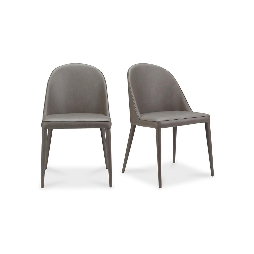Burton Dining Chair Grey Vegan Leather-Set Of Two. Picture 2