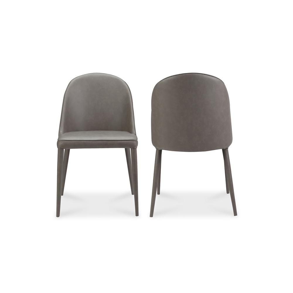 Burton Dining Chair Grey Vegan Leather-Set Of Two. Picture 3