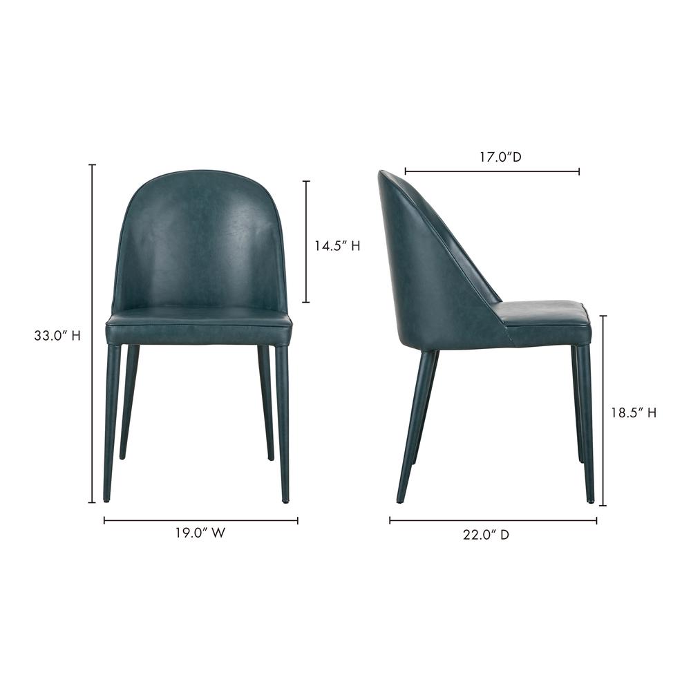 Burton Dining Chair Dark Teal Vegan Leather-Set Of Two. Picture 14